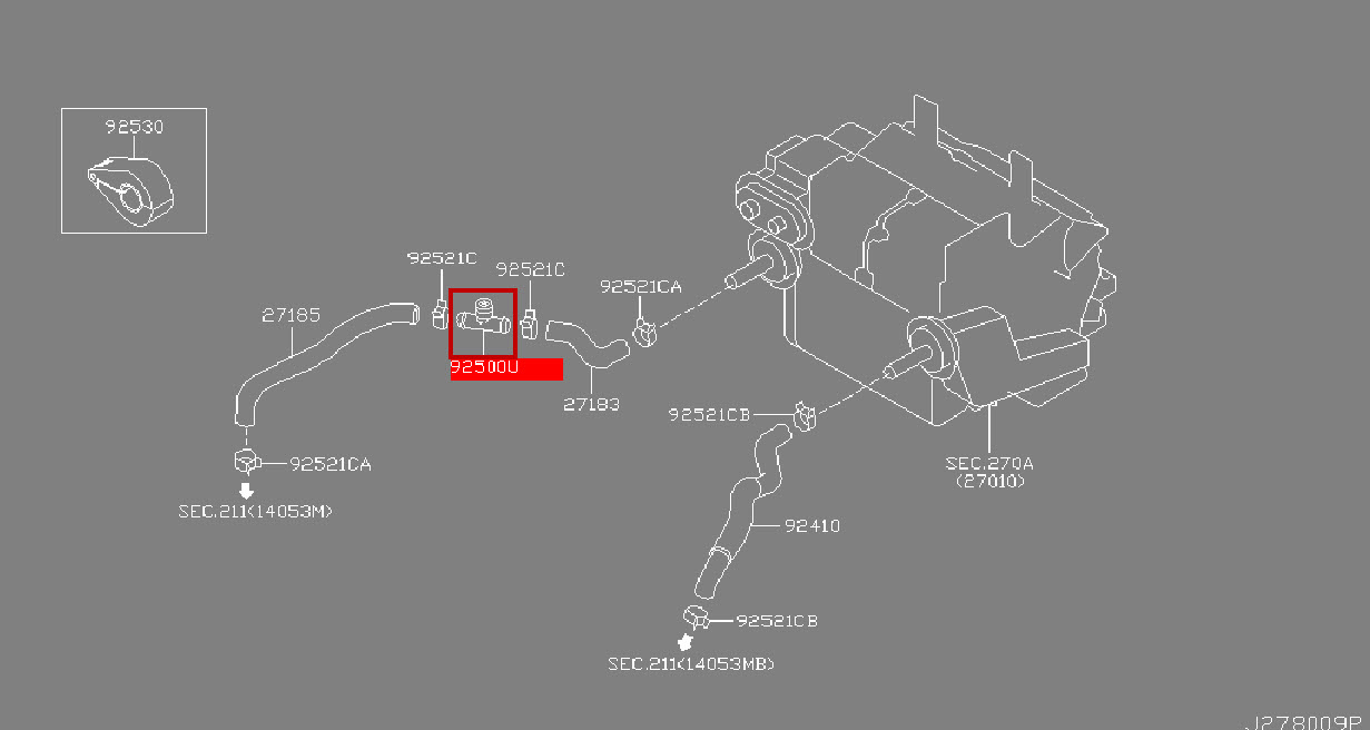 Connector Heater Hose 92500AR000 Infiniti Parts Online
