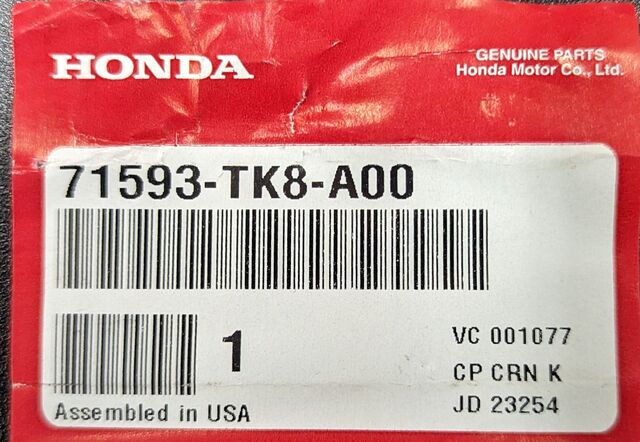 71593-TK8-A00 - 2011-2017 Honda Odyssey - Spacer R Rear Bumper