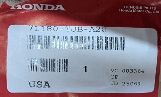 71180-TJB-A20 - 2022-2026 Acura RDX - License Plate Mount Base