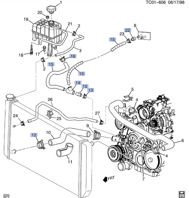15792821 - Radiator Surge Tank Outlet Hose 2001-2007 GM | GMPartsNow