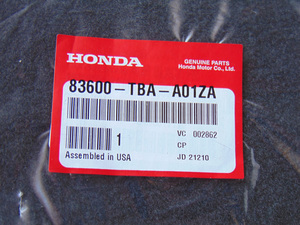 83600-TBA-A01ZA - Floor Mat Set *NH900L* (Deep Black) | Genuine Honda Parts