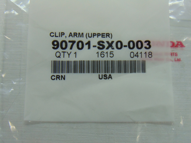 90701-SX0-003 - 2011-2023 Honda - Clip Arm (Upper) | Genuine Honda