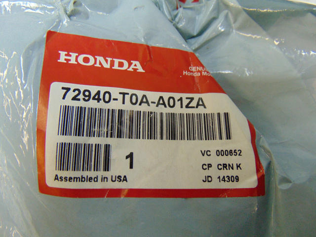 72940-T0A-A01ZA - Garnish R Rear Door Quarter (Inner) *NH167L