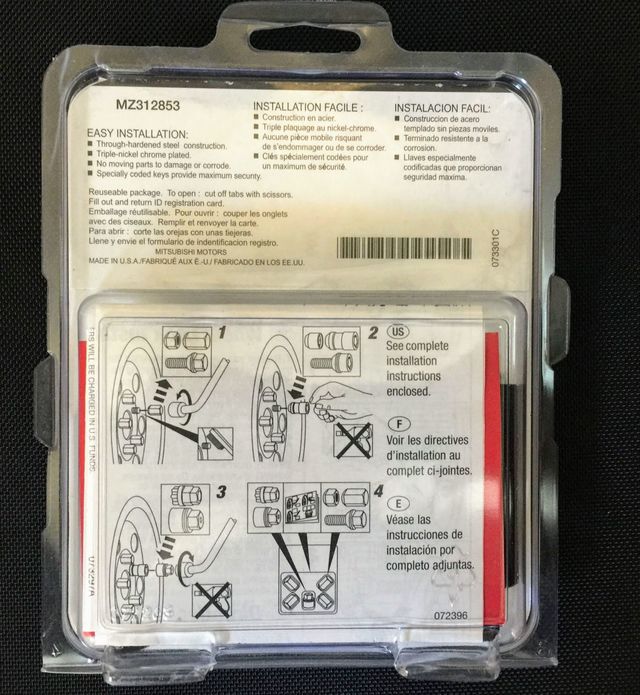 20052024 Mitsubishi Wheel Locks MZ312853 Factory Mitsubishi Parts