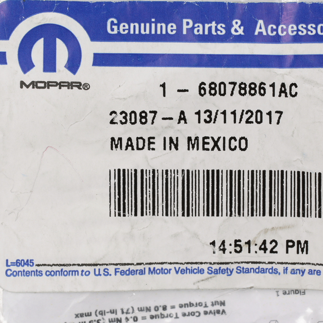 20052014 Mopar Tire Pressure Sensor, Spare Tire 68078861AC Mopar OEM