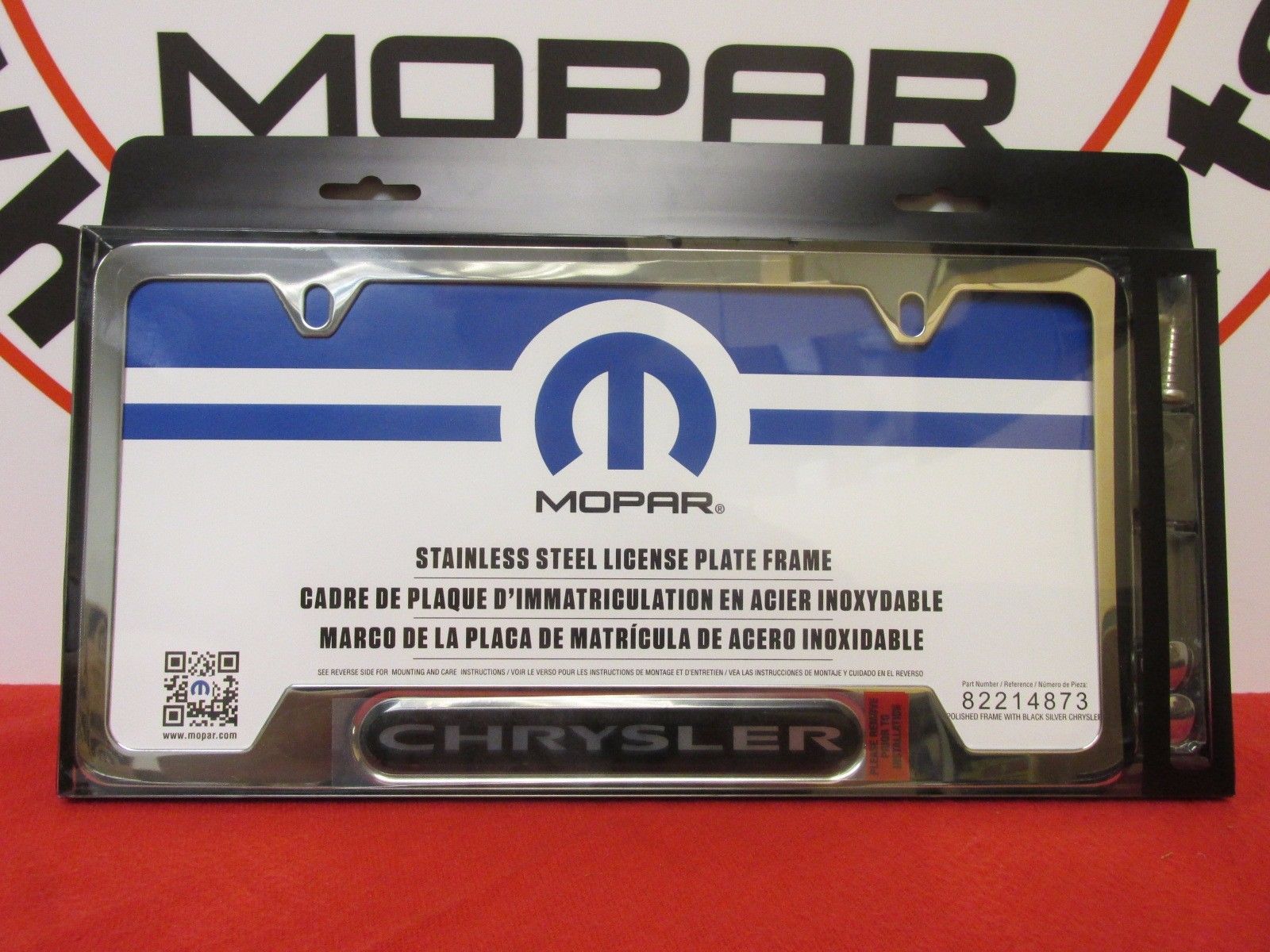 Chrysler chrome license plate frame with Chrysler logo Mopar