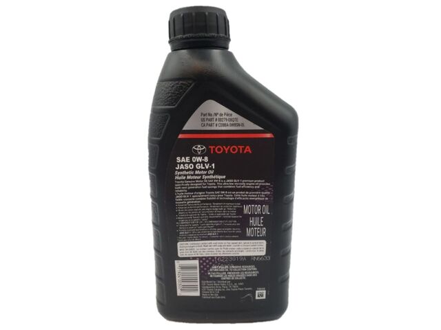 Toyota 0W8 Synthetic Motor Oil - JASO GLV-1 - Single Quart
