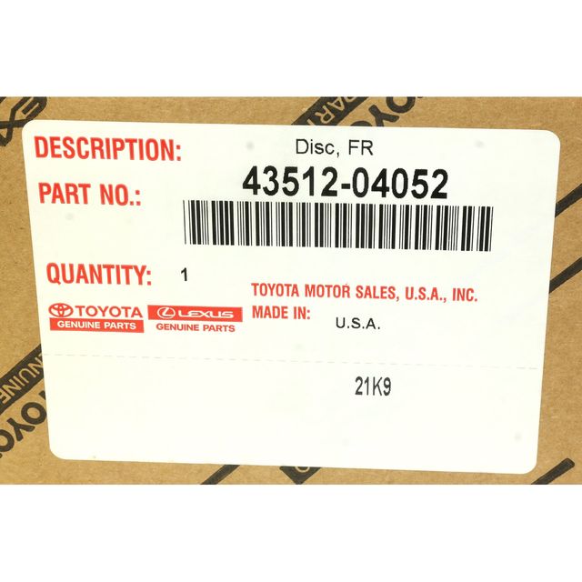 Toyota 43512-04052 Disc Brake Rotor Toyota 43512-04052 Disc Brake Rotor