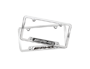 ​AMG Nameplate License Plate Frame - Polished Stainless Steel with AMG Carbon Fiber Inlay​​​​