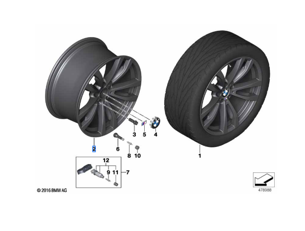 36-11-8-064-894 - Disc Wheel Light Alloy Jet Black FACTORY
