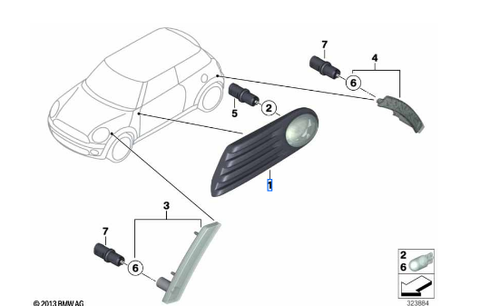 2011-2015 Mini Cooper Repeater Lamp Left 63-13-7-260-203 | Mini