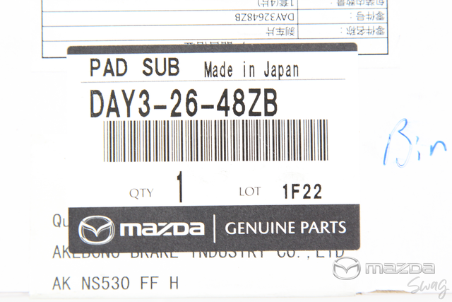 DAY3-26-48ZB - Brake Pads Rear - 2016-2018 Mazda CX-3
