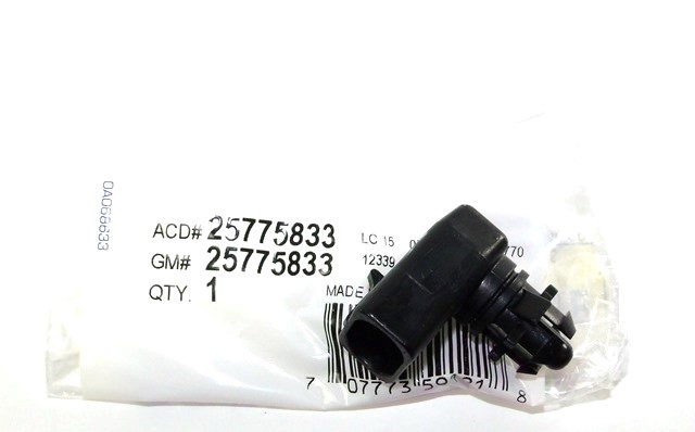 25775833 - Electrical: Air Temp Sensor for Buick: Enclave, Encore, LaCrosse, Lucerne, Rainier, Verano | Cadillac: ATS, CTS, DTS, ELR, Escalade, Escalade ESV, Escalade EXT, SRX, XTS | Chevrolet: Avalanche 1500, Avalanche 2500, Camaro, Caprice, Cobalt, Colorado, Corvette, Cruze, Cruze Limited, Equinox, Express 1500, Express 2500, Express 3500, Impala, Impala Limited, Malibu, Malibu Limited, Monte Carlo, Silverado 1500, Silverado 1500 Classic, Silverado 1500 HD, Silverado 1500 HD Classic, Silverado 2500, Silverado 2500 HD, Silverado 2500 HD Classic, Silverado 3500, Silverado 3500 Classic, Silverado 3500 HD, Sonic, Spark, Spark EV, SS, Suburban 1500, Suburban 2500, Tahoe, Trailblazer, Traverse, Trax, Volt | GMC: Acadia, Acadia Limited, Canyon, Envoy, Savana 1500, Savana 2500, Savana 3500, Sierra 1500, Sierra 1500 Classic, Sierra 1500 HD, Sierra 1500 HD Classic, Sierra 2500, Sierra 2500 HD, Sierra 2500 HD Classic, Sierra 3500, Sierra 3500 Classic, Sierra 3500 HD, Terrain, Yukon, Yukon XL 1500, Yukon XL 2500 | Hummer: H2, H3, H3T | Pontiac: G5, G6, Grand Prix, Torrent | Saturn: Aura, Ion, Outlook, Vue Image