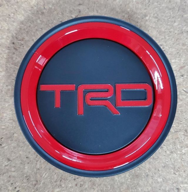 Genuine Toyota Red / Black TRD Alloy Wheel Center Cap PT998