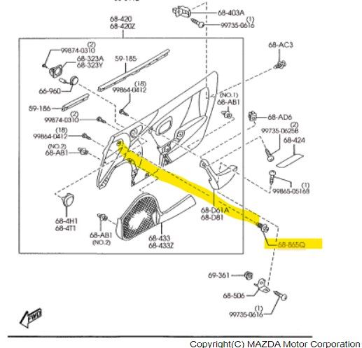 GJ21-68-885B-02 - Body C-Pillar Trim Panel Clip - 1989-2020 Mazda