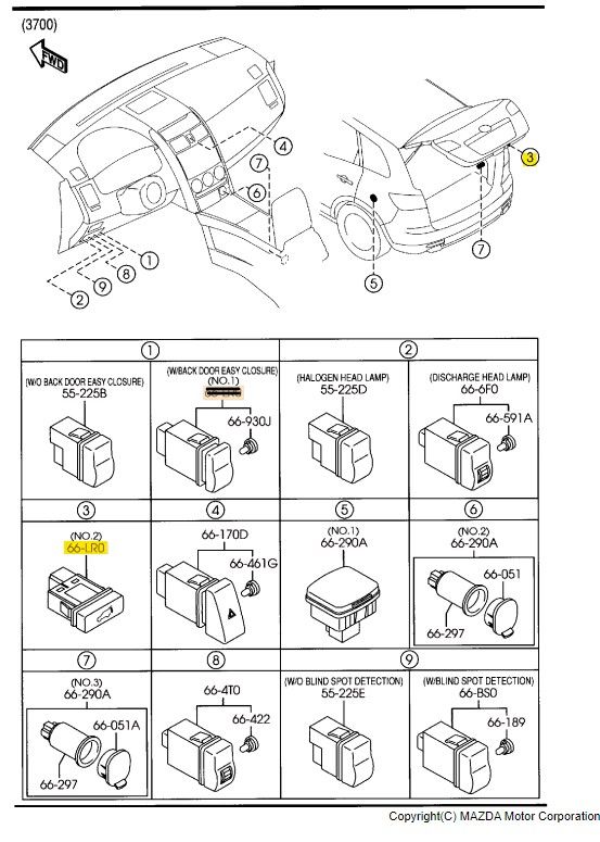 TD1166LF0 Switch 20072015 Mazda CX9 Werner Mazda Parts