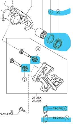 KAY0-26-46Z - Caliper Assembly Seal Kit - 2016-2020 Mazda CX-5