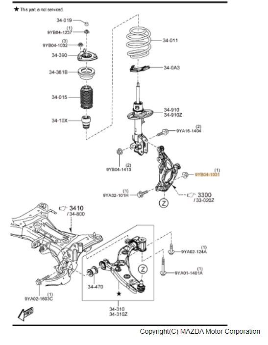 9YB0-41-031 - Stabilizer Link Nut - 2013-2020 Mazda | Mazda Parts