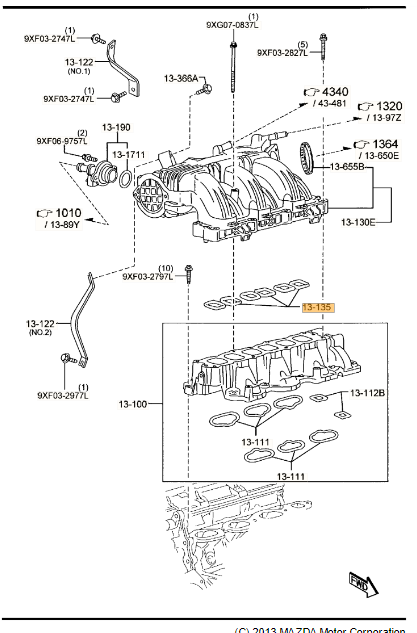 CY01-13-135 - Plenum Gasket - 2007-2015 Mazda | Mazda Parts