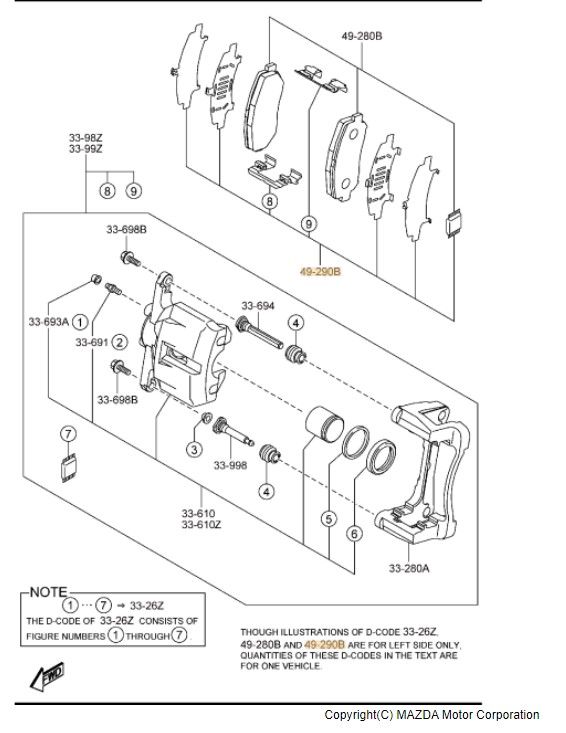 K0Y13329Z Brake Pads Retainer Kit 20132020 Mazda CX5 Werner