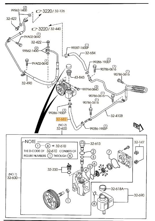 GJ6A32682C Power Steering Return Hose 2006 2007 Mazda 6 Werner