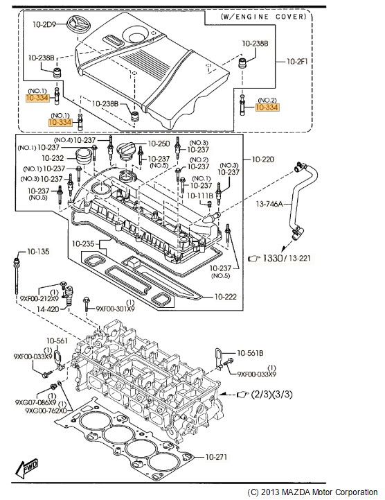 L3K310334 Engine Cover Adapter 2004 2005 Mazda 3 Werner Mazda Parts