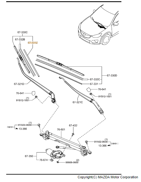 KD53-67-333 - Wiper Blade Refill Right - 2013-2016 Mazda | Werner 