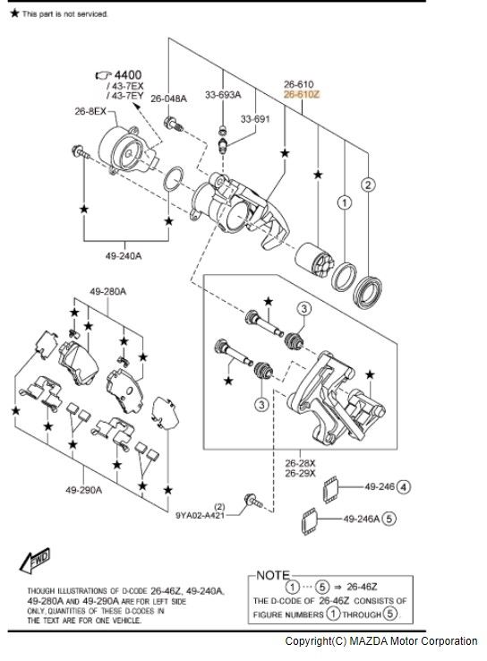 TKY82671XC Caliper Assembly Left Rear 20162020 Mazda CX9