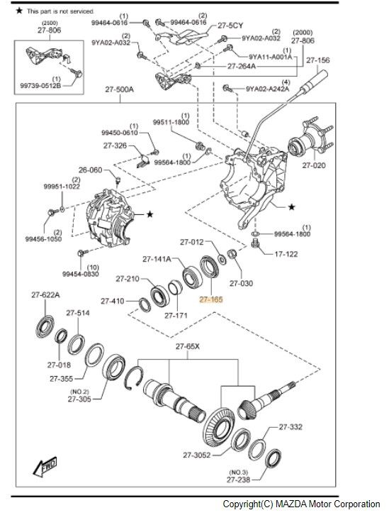 KN0127165A 20132021 Mazda CX3 CX5 CX9 Transfer Case Output Shaft