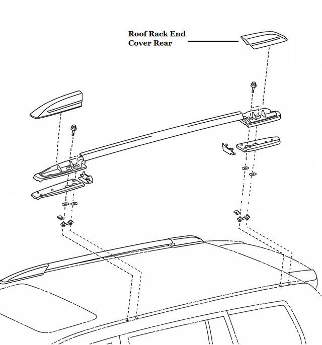 OEM TOYOTA HIGHLANDER ROOF RACK END COVER DRIVER SIDE REAR BLACK 63494-48020