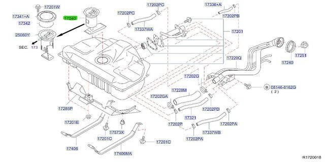 2002-2006 Nissan Sentra Electric Fuel Pump 17040-ZG50A | Parts for