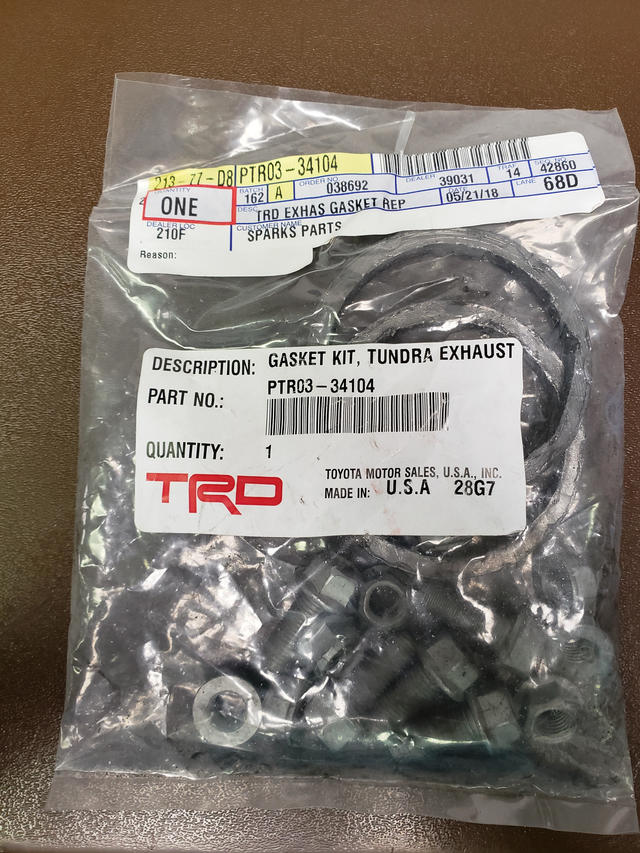 TRD Performance Exhaust Gasket and Nuts Bolts