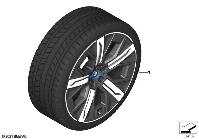 Bmw Oem 1012 Winter Wheel & Tire In Midnight Grey W/ Silver