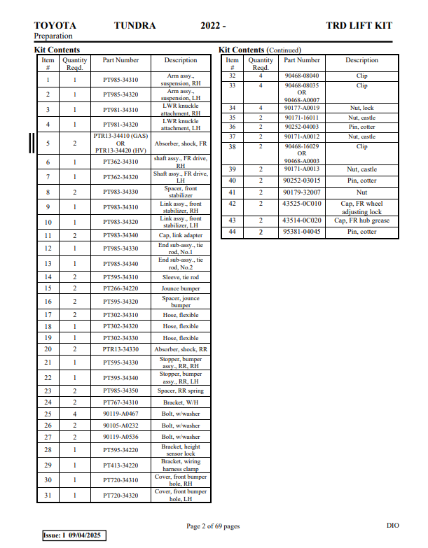 PTCCY-34310 - Genuine Toyota 2022 & Newer Tundra TRD Suspension