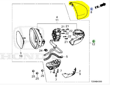 2022-2025 Honda Civic 22-23 Honda Civic Right Passenger side Skull