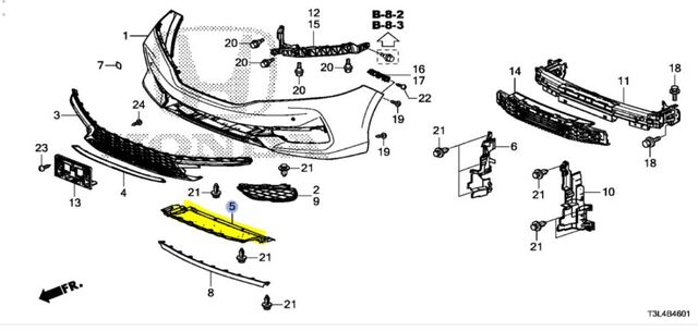 16-17 Honda Accord Coupe (2 Dr) Front Bumper Lower Duct (71107-T3L