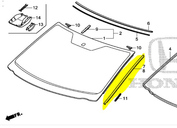 11-17 Honda Odyssey Left (Driver) Front Windshield Side Garnish