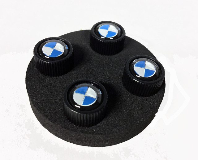 20182019 BMW Valve Stem Caps Roundel Black 36122456426 The