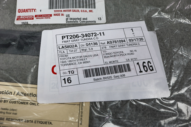 PT206-34072-11 - Floor Mats Gray Tundra C D 2007-2011 Toyota