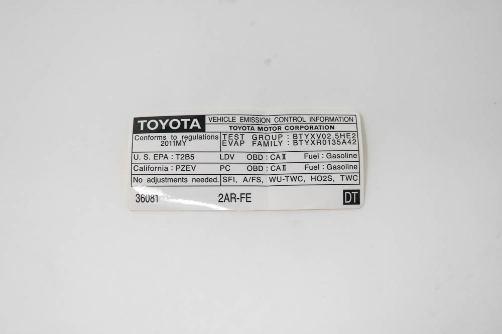 11298-36081 - Emission Label 2011 Toyota Camry | Longo Toyota Parts