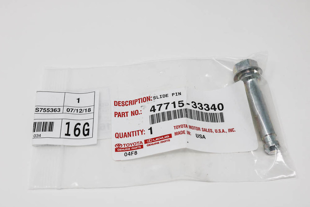 47715-33340 - Disc Brake Caliper Pin (Front) 2007-2025 Toyota