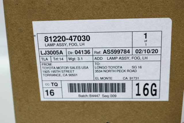 81220-47030 - Fog Lamp Assembly 2016-2018 Toyota Prius | Longo