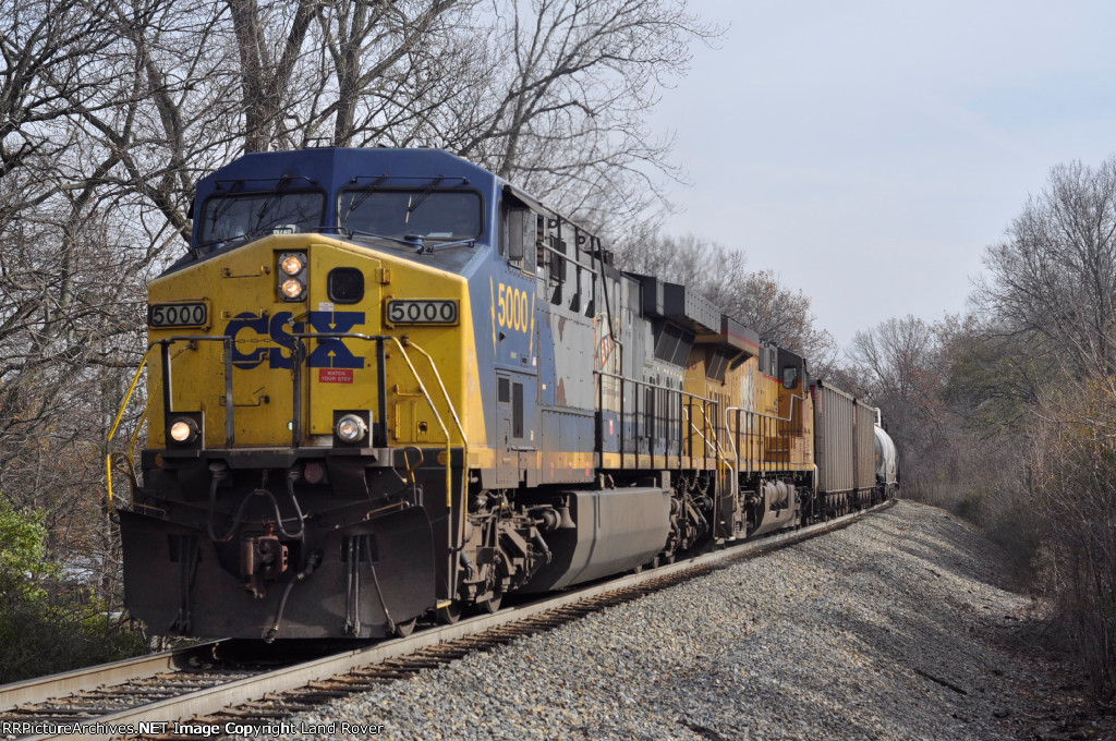 CSXT 5000 On CSX Q 361 Westbound At Rockford Dr, Indy Side MP 28.5
