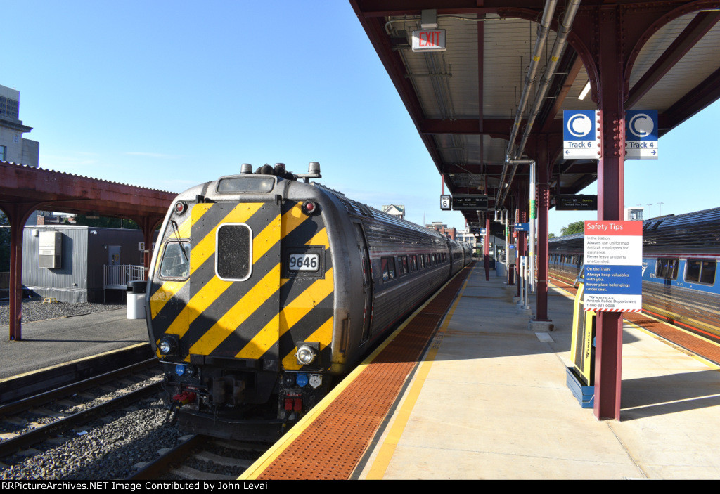 Amtrak Ex-Metroliner Cab Car # 9646 on the rear of a Amtrak Shuttle train
