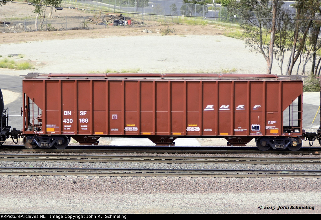 BNSF 430166 (FMC Blt Covered Hopper ex BN) at Devore CA. 6/4/2015