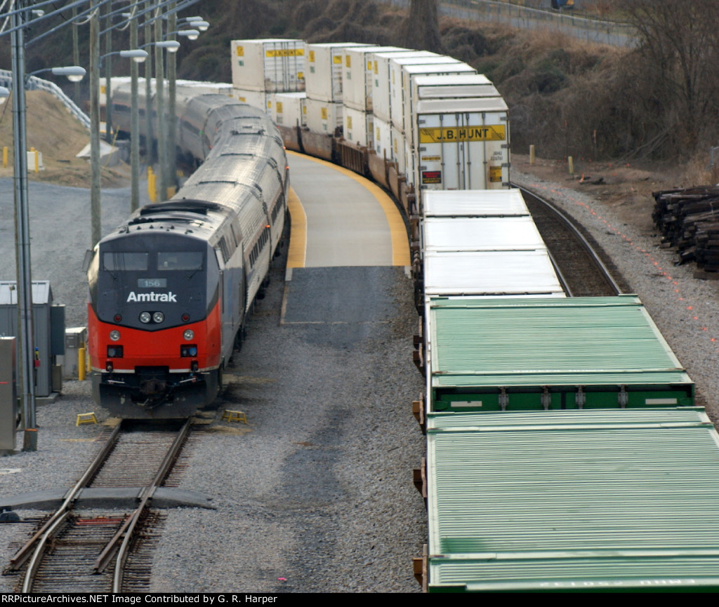 Amtrak Train 156 with Unit 156 sits in its storage track at Kemper St ...