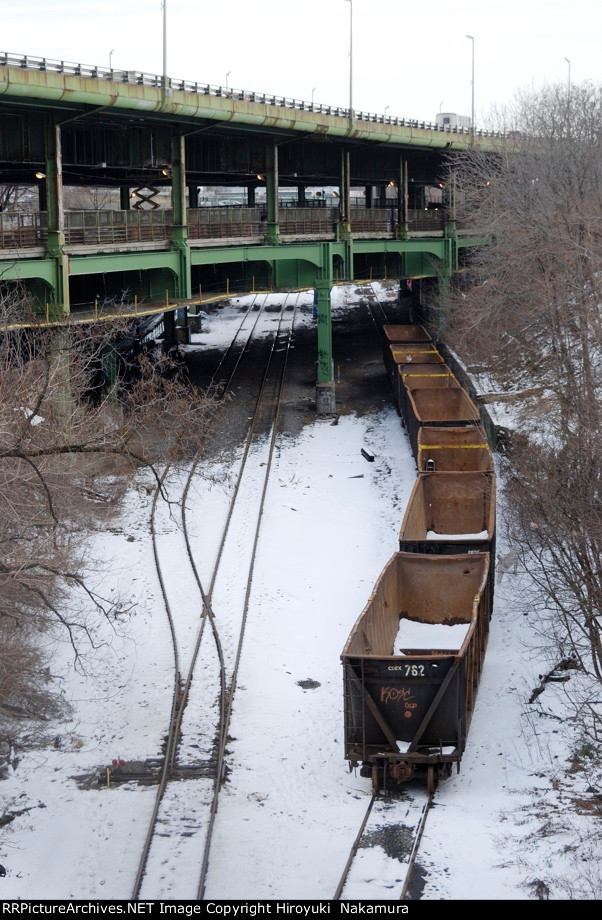 Bay Ridge Line Parked CDEX gondolas along NYA Bay Ridge Line