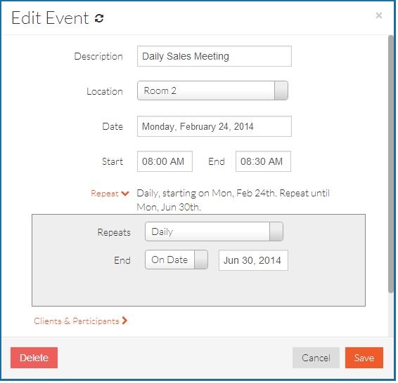 daily recurring bookings