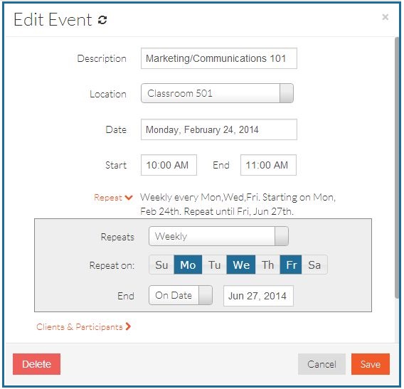 weekly recurring bookings