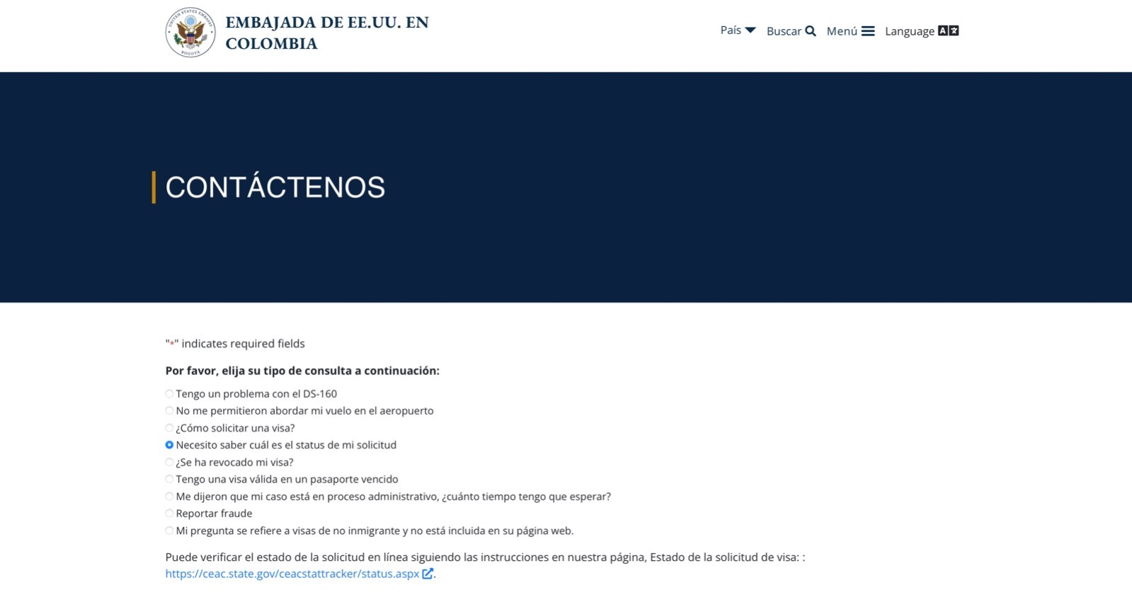 Estado de solicitud